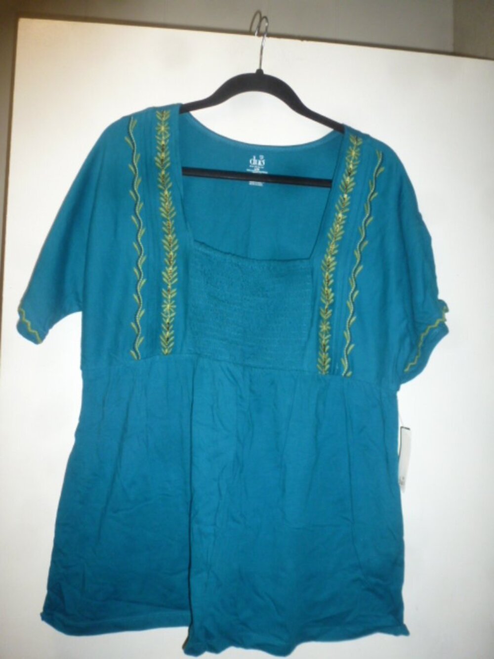 💙 Duo Maternity Embroidered Top | Size L | 100% Cotton | Boho Peasant Style 💙